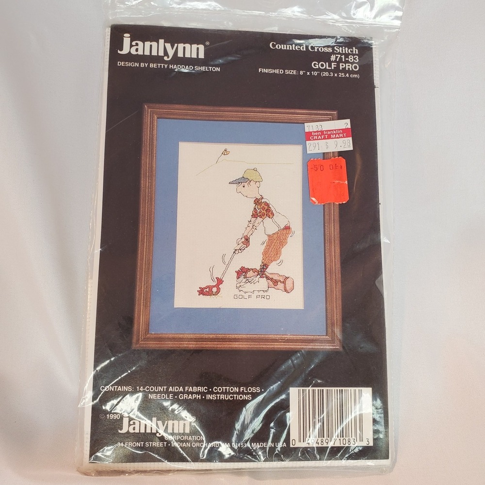 Janlynn Haddad Shelton Counted‎ Cross Stitch Kit Golf Pro 8x10 #71-83 NIP